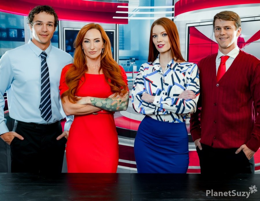 Sophia Locke, Erin Everheart - Sex Orgy On The TV-News Channel HD