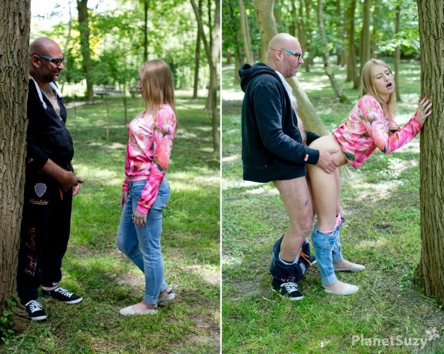 Sabrina Blanc - Old Pervert Exhibitionist Fucks Young Girl in Public Park FullHD 1080p