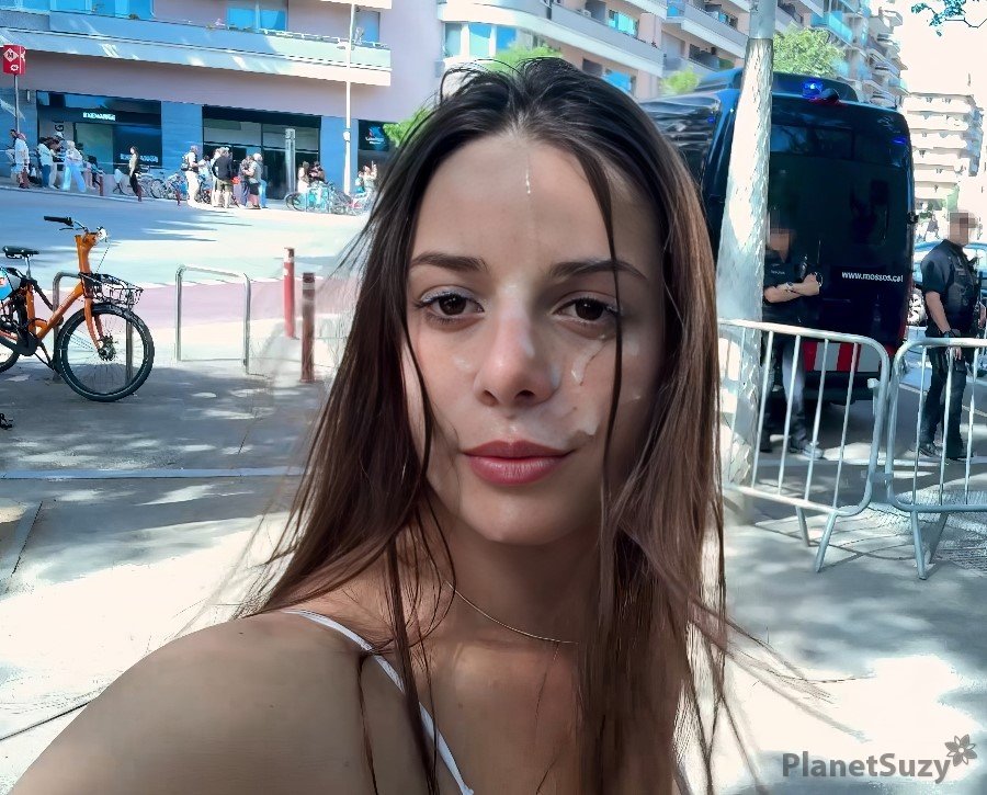 Kink LoversX - Spanish Girl Got a Facial and Walked Through the City Like Nothing Happened FullHD 1080p